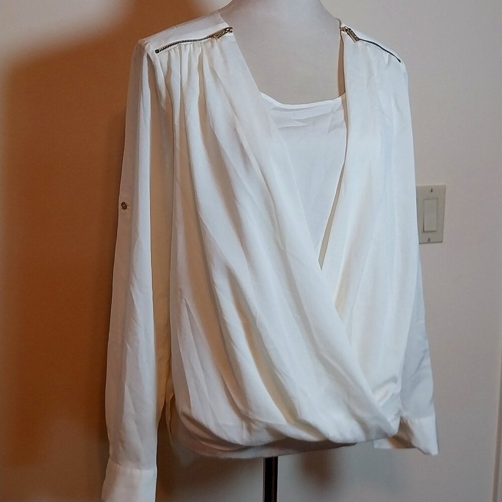 Calvin Klein Cream Draped Blouse